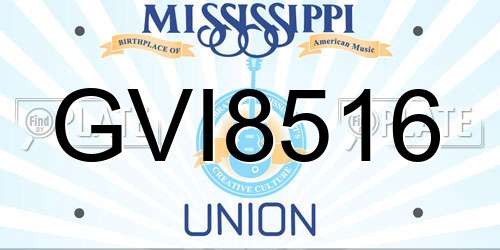 GVI8516 Mississippi License Plate