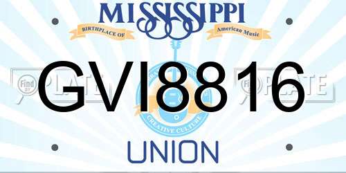 GVI8816 Mississippi License Plate