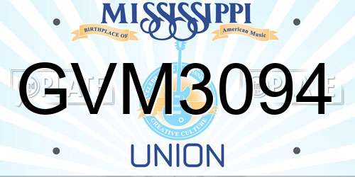 GVM3094 Mississippi License Plate