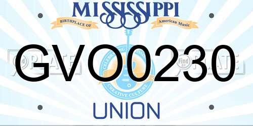 GVO0230 Mississippi License Plate