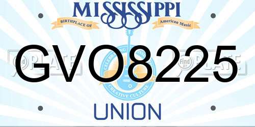 GVO8225 Mississippi License Plate