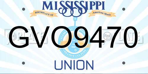 GVO9470 Mississippi License Plate