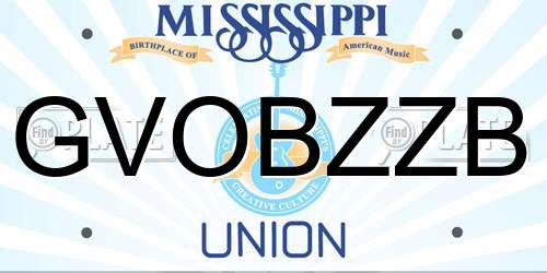 GVOBZZB Mississippi License Plate