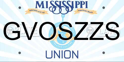 GVOSZZS Mississippi License Plate