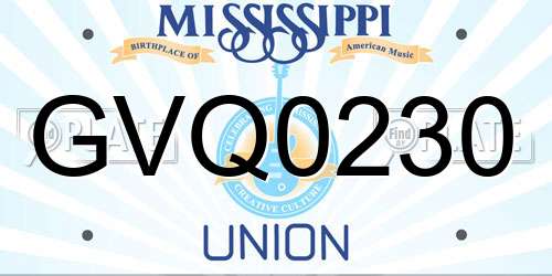 GVQ0230 Mississippi License Plate