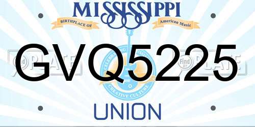 GVQ5225 Mississippi License Plate