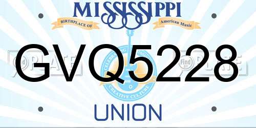 GVQ5228 Mississippi License Plate