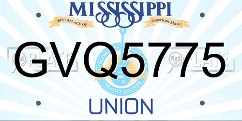 GVQ5775 Mississippi License Plate
