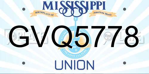 GVQ5778 Mississippi License Plate