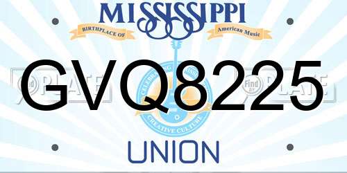 GVQ8225 Mississippi License Plate