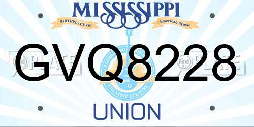 GVQ8228 Mississippi License Plate