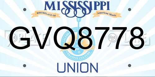 GVQ8778 Mississippi License Plate