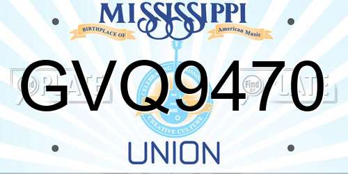 GVQ9470 Mississippi License Plate