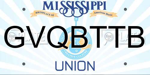 GVQBTTB Mississippi License Plate
