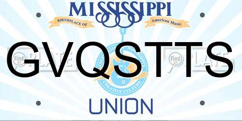 GVQSTTS Mississippi License Plate