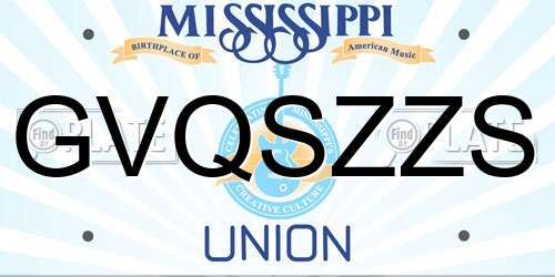 GVQSZZS Mississippi License Plate