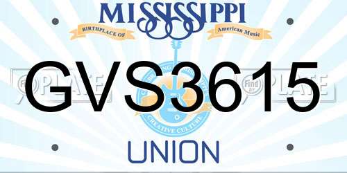 GVS3615 Mississippi License Plate