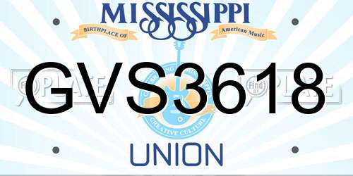GVS3618 Mississippi License Plate