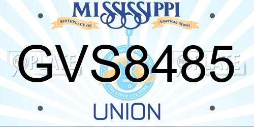 GVS8485 Mississippi License Plate