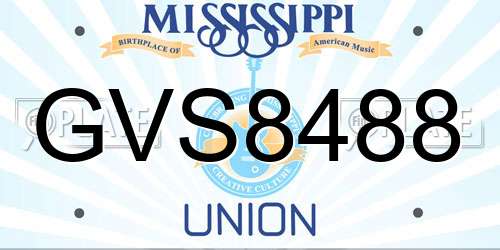 GVS8488 Mississippi License Plate