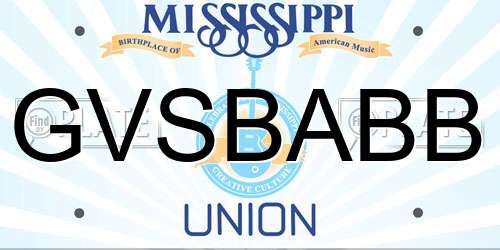 GVSBABB Mississippi License Plate