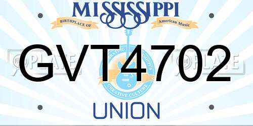 GVT4702 Mississippi License Plate