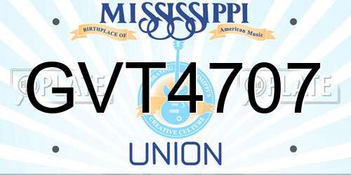 GVT4707 Mississippi License Plate