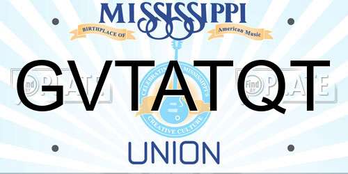GVTATQT Mississippi License Plate