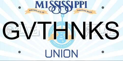 GVTHNKS Mississippi License Plate