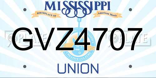 GVZ4707 Mississippi License Plate