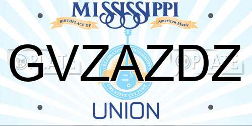 GVZAZDZ Mississippi License Plate