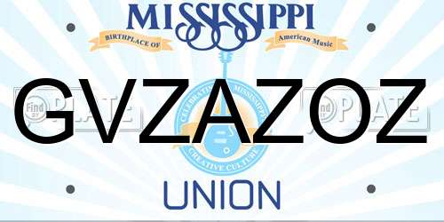 GVZAZOZ Mississippi License Plate