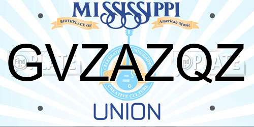 GVZAZQZ Mississippi License Plate