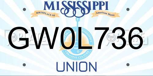 GW0L736 Mississippi License Plate