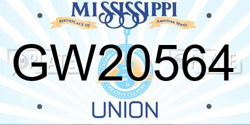 GW20564 Mississippi License Plate