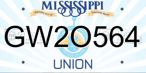 GW2O564 Mississippi License Plate
