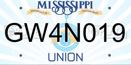 GW4N019 Mississippi License Plate
