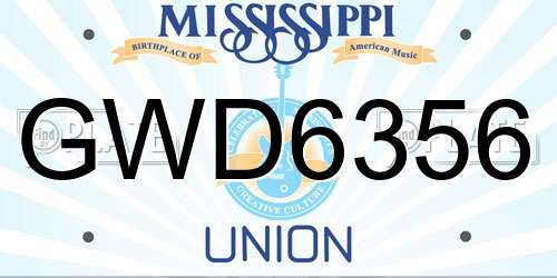 GWD6356 Mississippi License Plate
