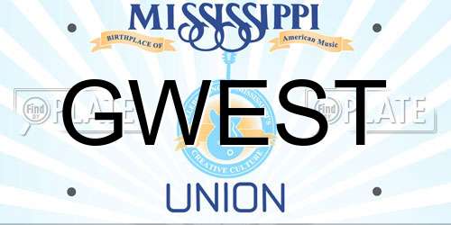 GWEST Mississippi License Plate
