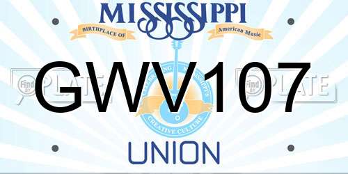 GWV107 Mississippi License Plate