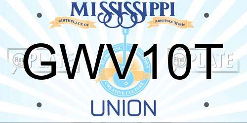 GWV10T Mississippi License Plate