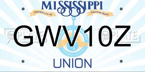 GWV10Z Mississippi License Plate