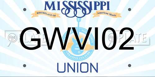 GWVI02 Mississippi License Plate
