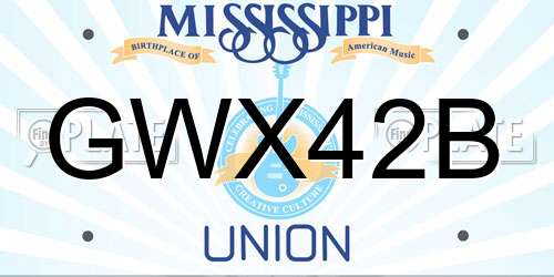 GWX42B Mississippi License Plate