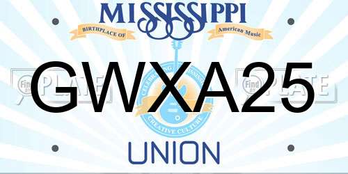 GWXA25 Mississippi License Plate