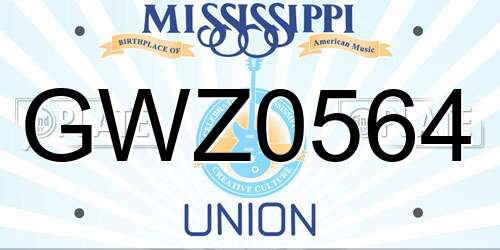 GWZ0564 Mississippi License Plate
