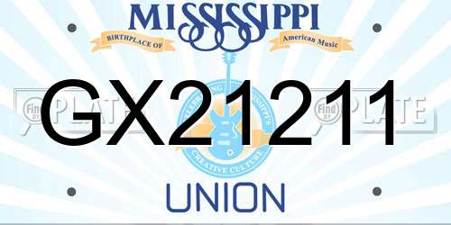 GX21211 Mississippi License Plate