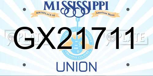 GX21711 Mississippi License Plate
