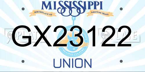 GX23122 Mississippi License Plate