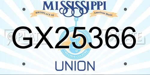 GX25366 Mississippi License Plate